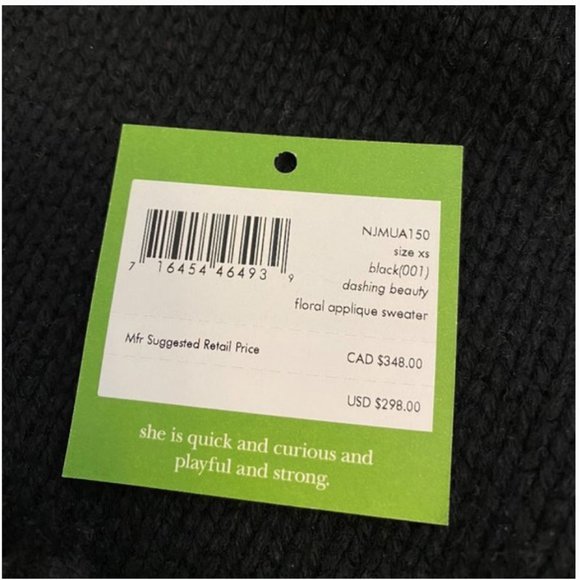 kate spade dashing beauty black floral applique sweater top shirt size xs nwt - Picture 9 of 10